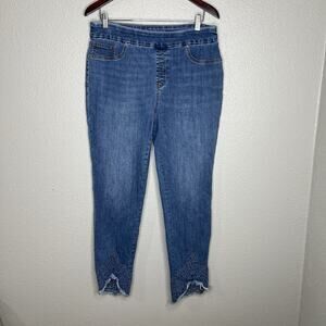 Chicos Pull On Jegging Ankle Size 12 Tall Embroidered